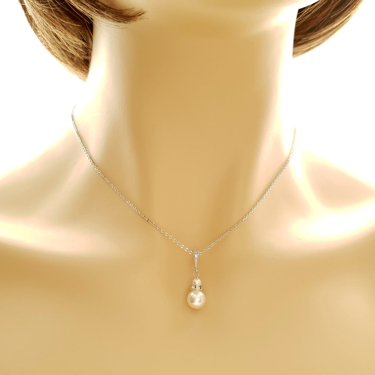 Silver Bridesmaid Pearl Necklace- Ava