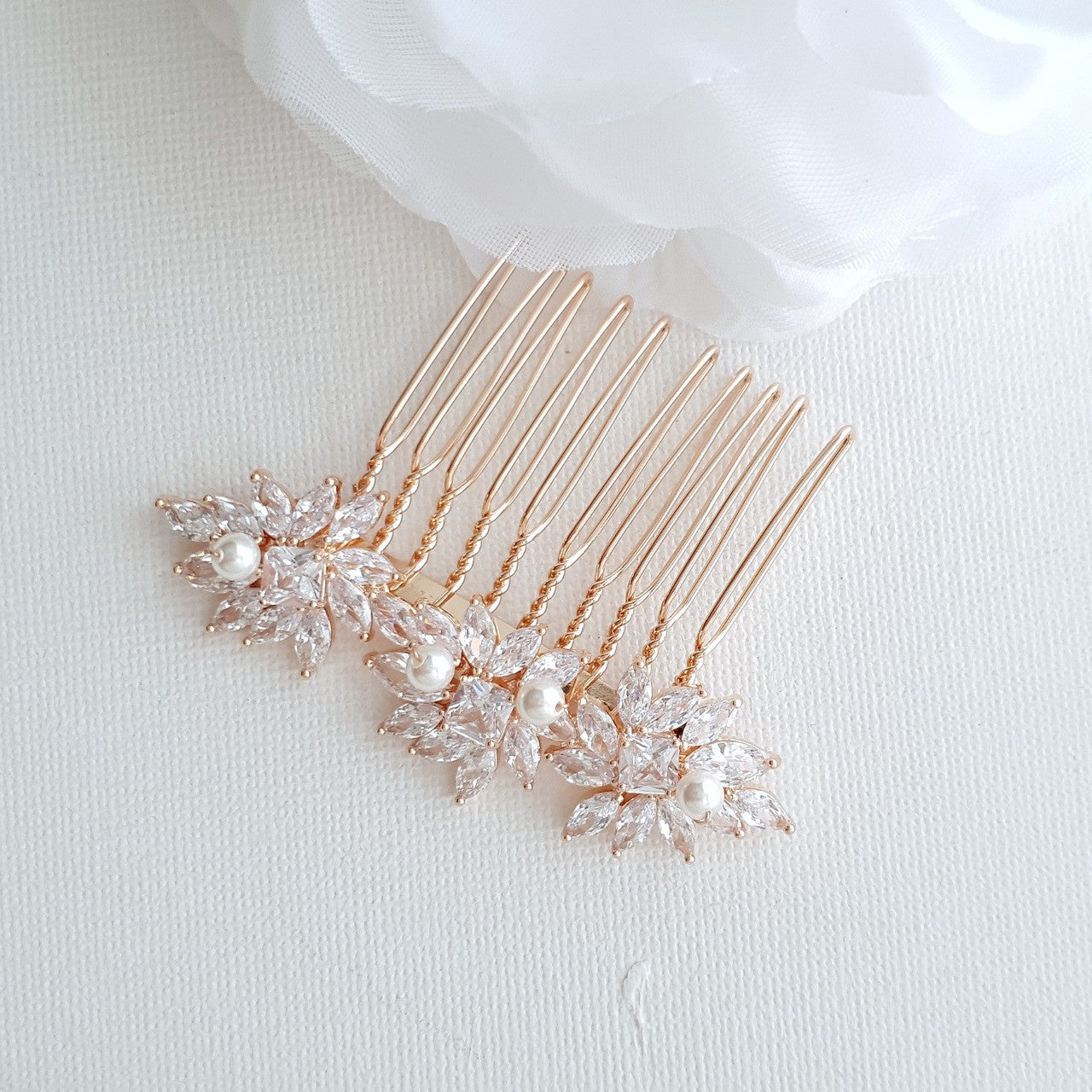 Rose Gold Hair Combs for Brides- Bridget