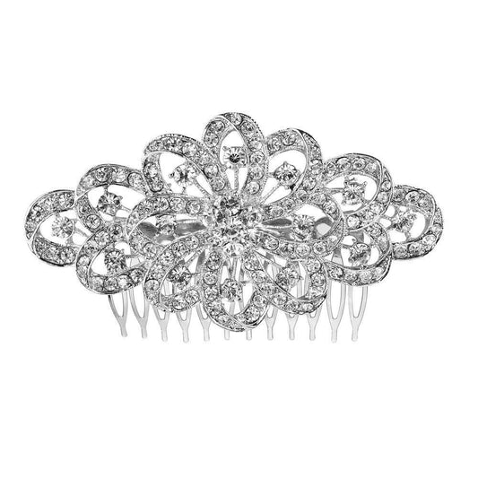 Ribbon Style Crystal Hair Comb for Brides