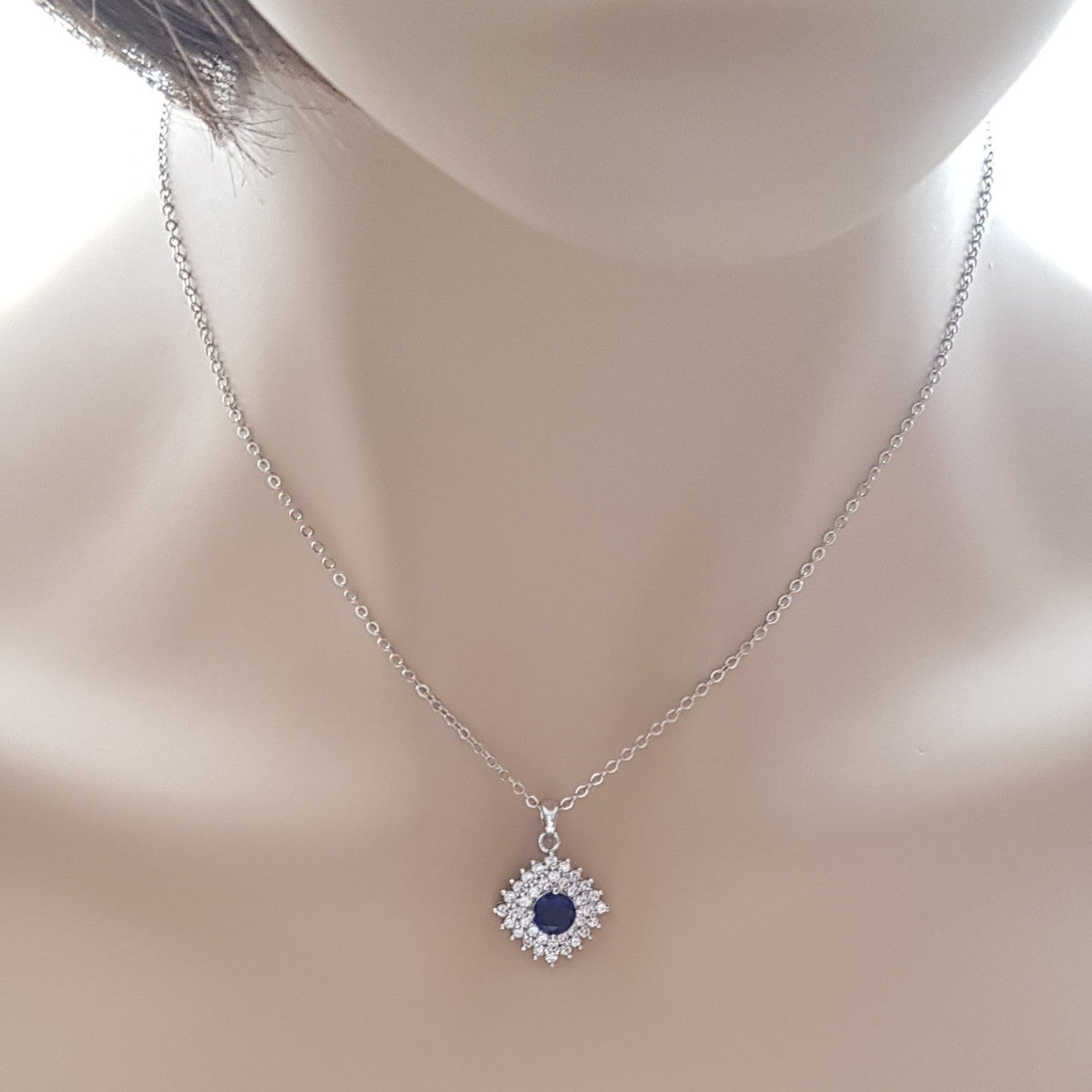 Blue and Silver Rhombus Pendant- Bright Blue