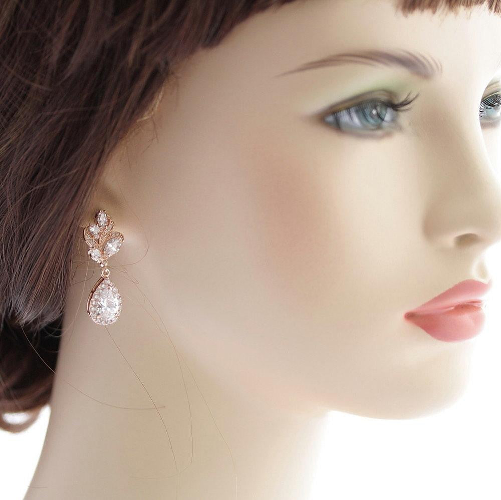 Dainty Gold Earrings with Teardrop- Wavy
