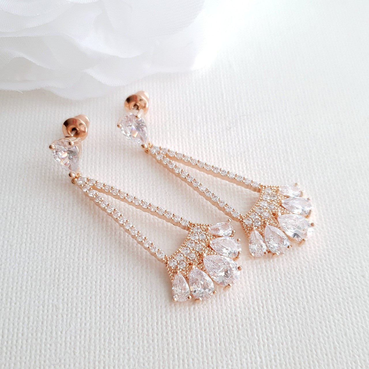 Rose Gold Triangle Dangle Earrings- Sydney