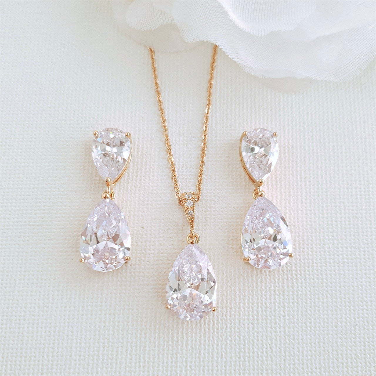 Crystal Bridal Jewelry with Earrings Necklace Set-Clara