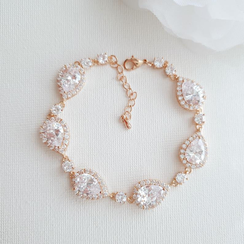 Wedding Day Crystal Bracelet in Rose Gold for Brides