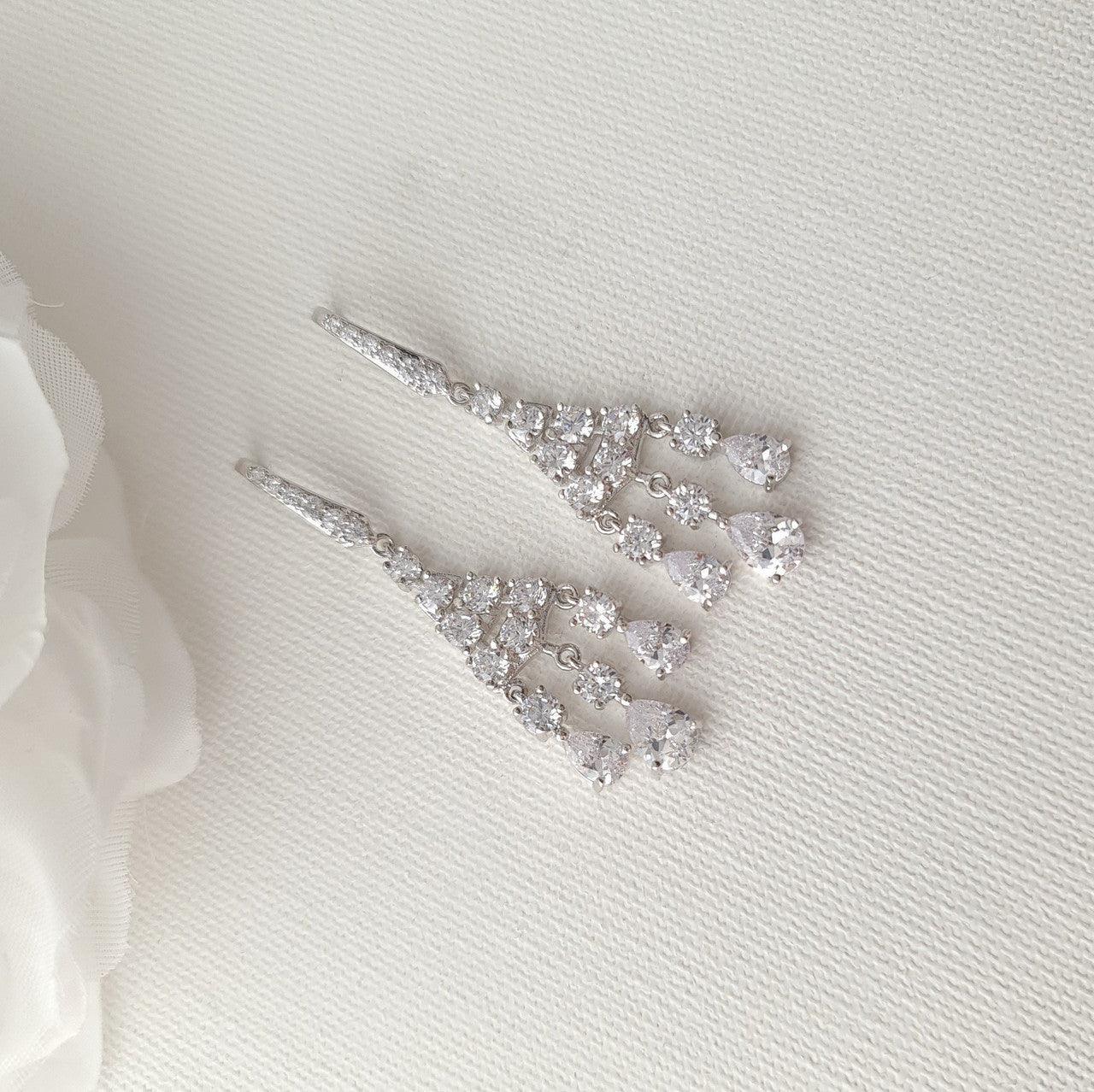 Small Dangle Chandelier Earrings | Petite Crystal Wedding & Guest Jewellery - Ciara