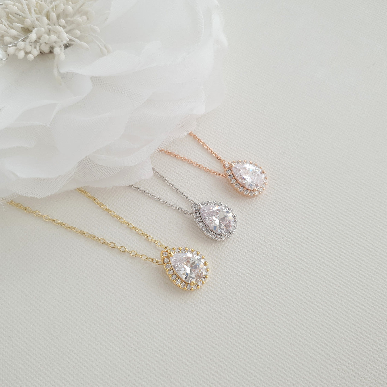 Gold Stud Earrings and Necklace for Bridesmaids-Emma