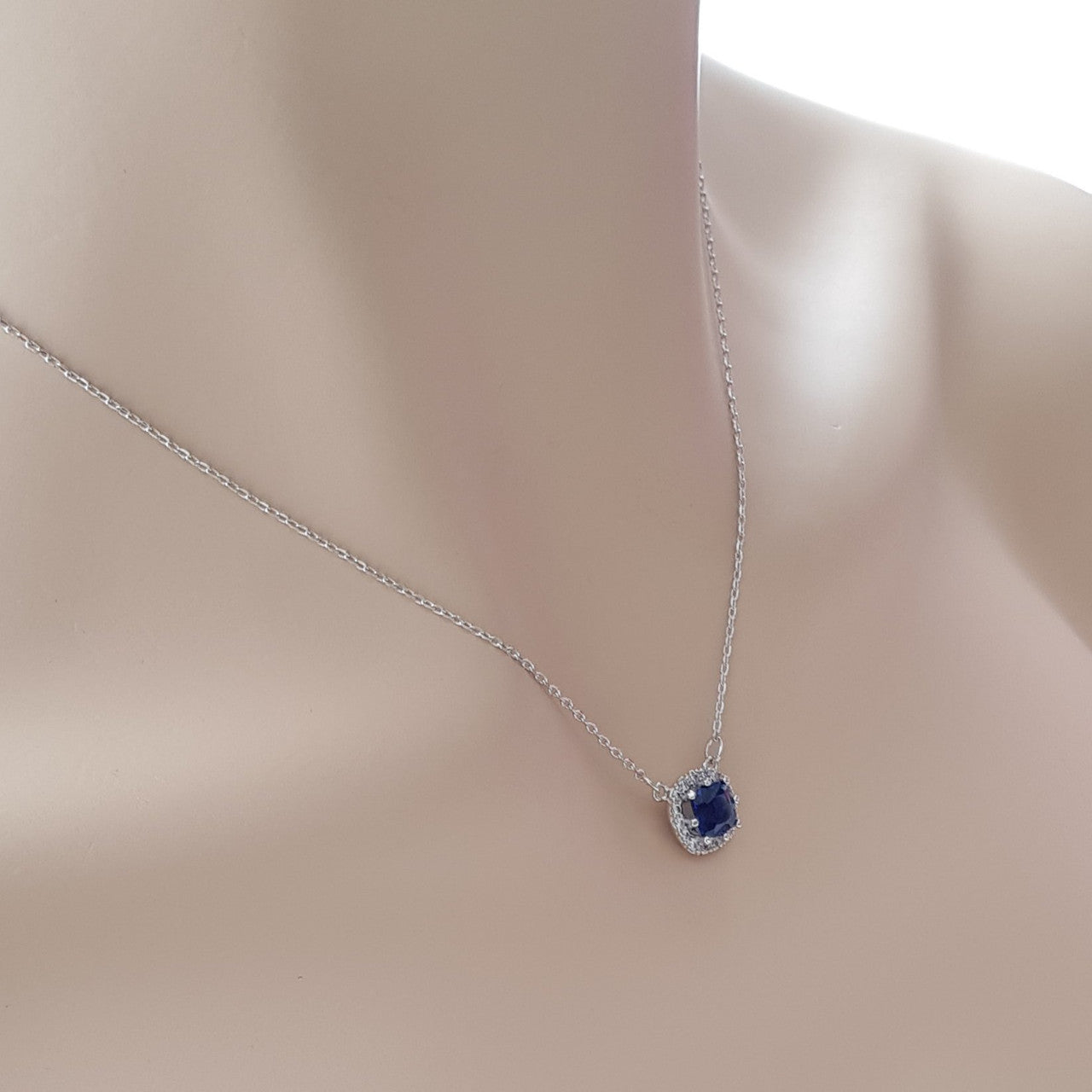 Sapphire Blue Cubic Zirconia Pendant Necklace-Azure