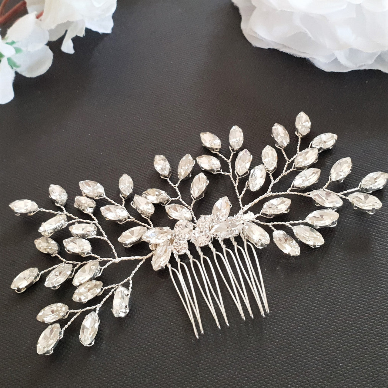 Delicate Gold and Crystal Bridal Hair Comb-Pasque