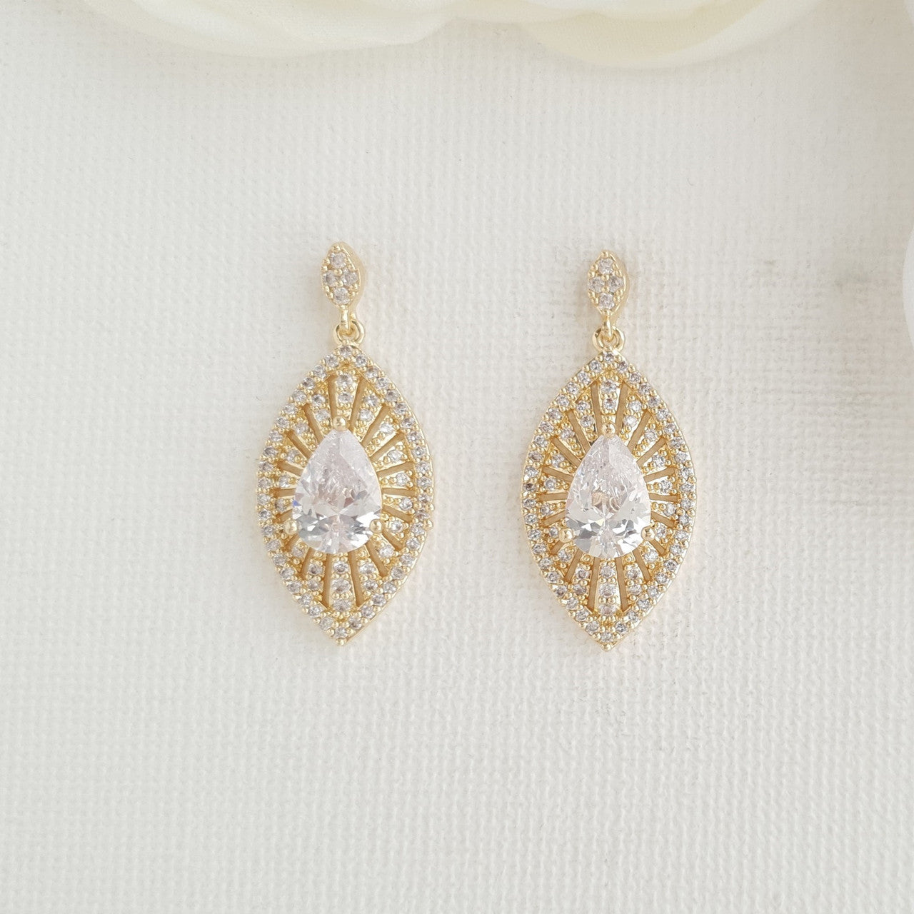 Gold Short Drop Earrings-Zoey