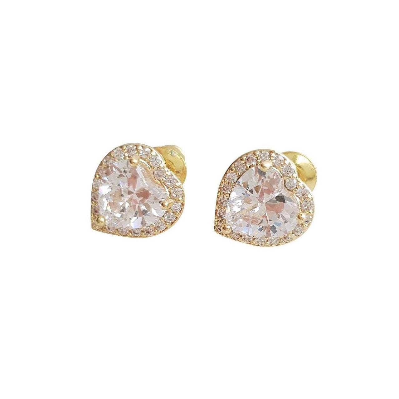 Cubic Zirconia Heart Earrings for Bridesmaids-Diana