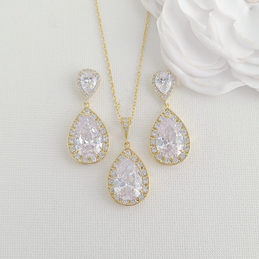 14K Gold Plated Wedding Jewellery Set for Brides- Evelyn