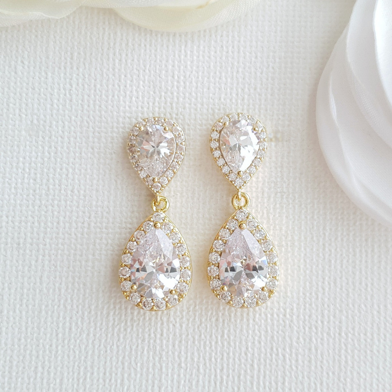 Rose Gold Teardrop Earrings-Emma