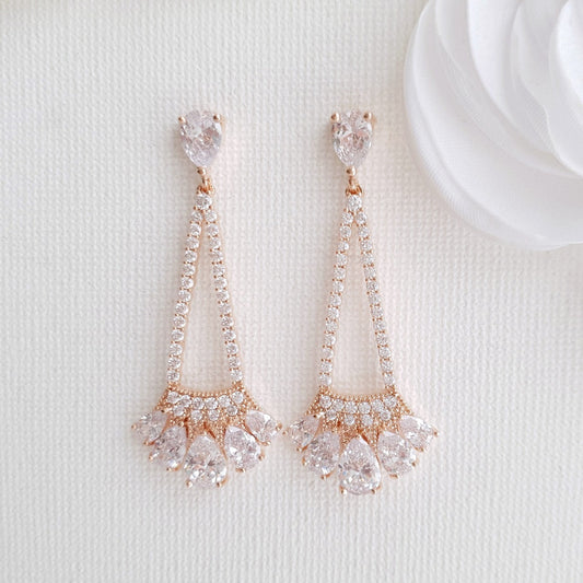 Gold Triangle Drop Earrings -Sydney