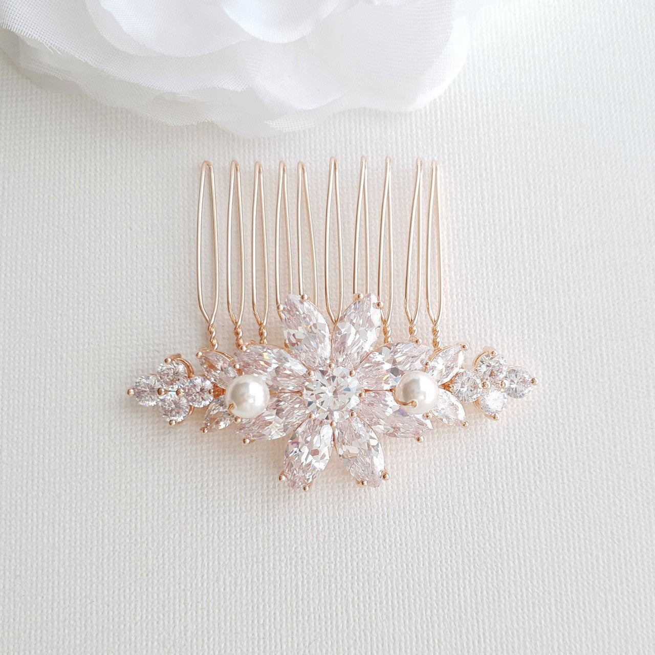 Rose Gold Hair Comb in Flower Design-Daisy