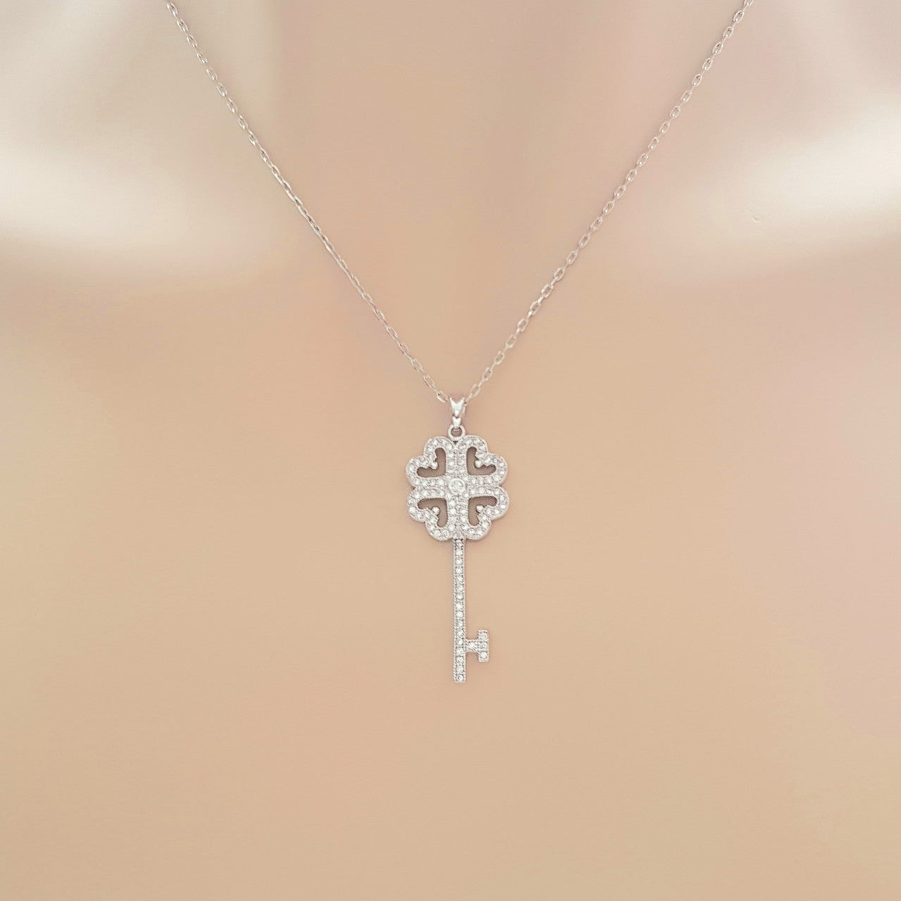 Key Necklace in Cubic Zirconia- Treasure
