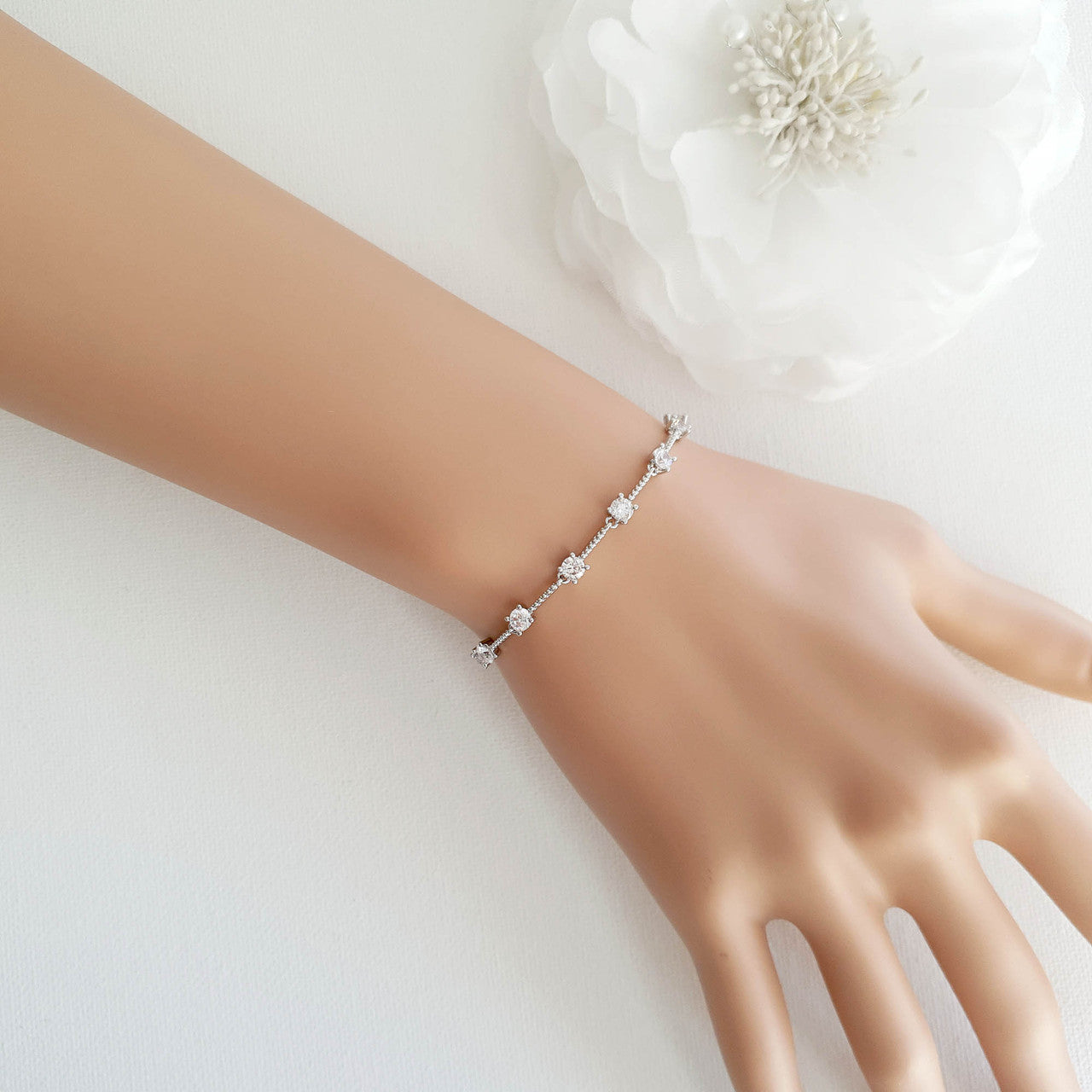 Minimalist Silver Bracelet for Brides-Ginger