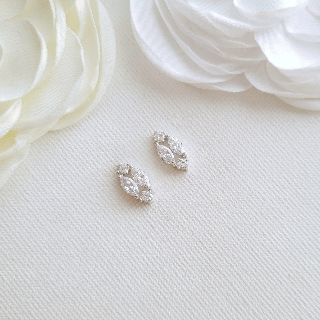 Cute Rose Gold Diamond Shaped Stud Earrings-Hayley