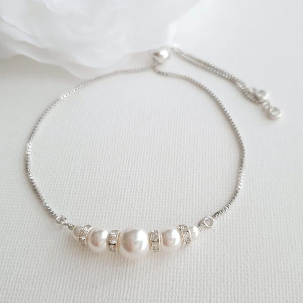 Pearl Bridal Bracelet Silver- Ava