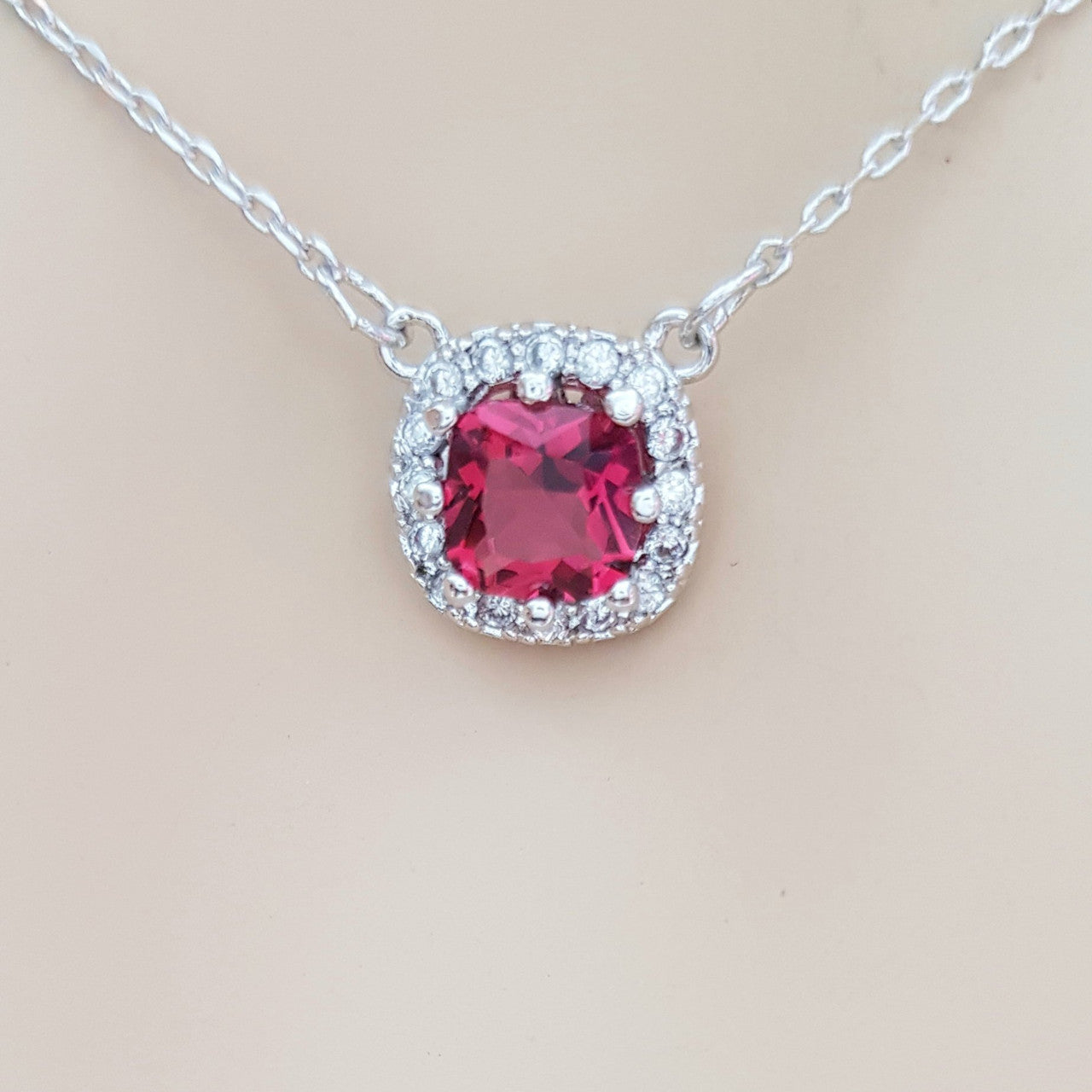 Red CZ Crystal Necklace-Azure Red
