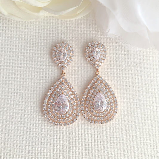 Drop Earrings for Brides Rose Gold-Etta