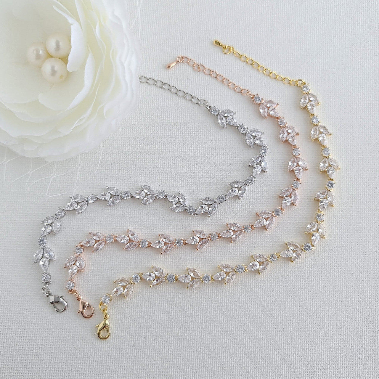 Light Gold Colour Bridal Bracelet-Anya