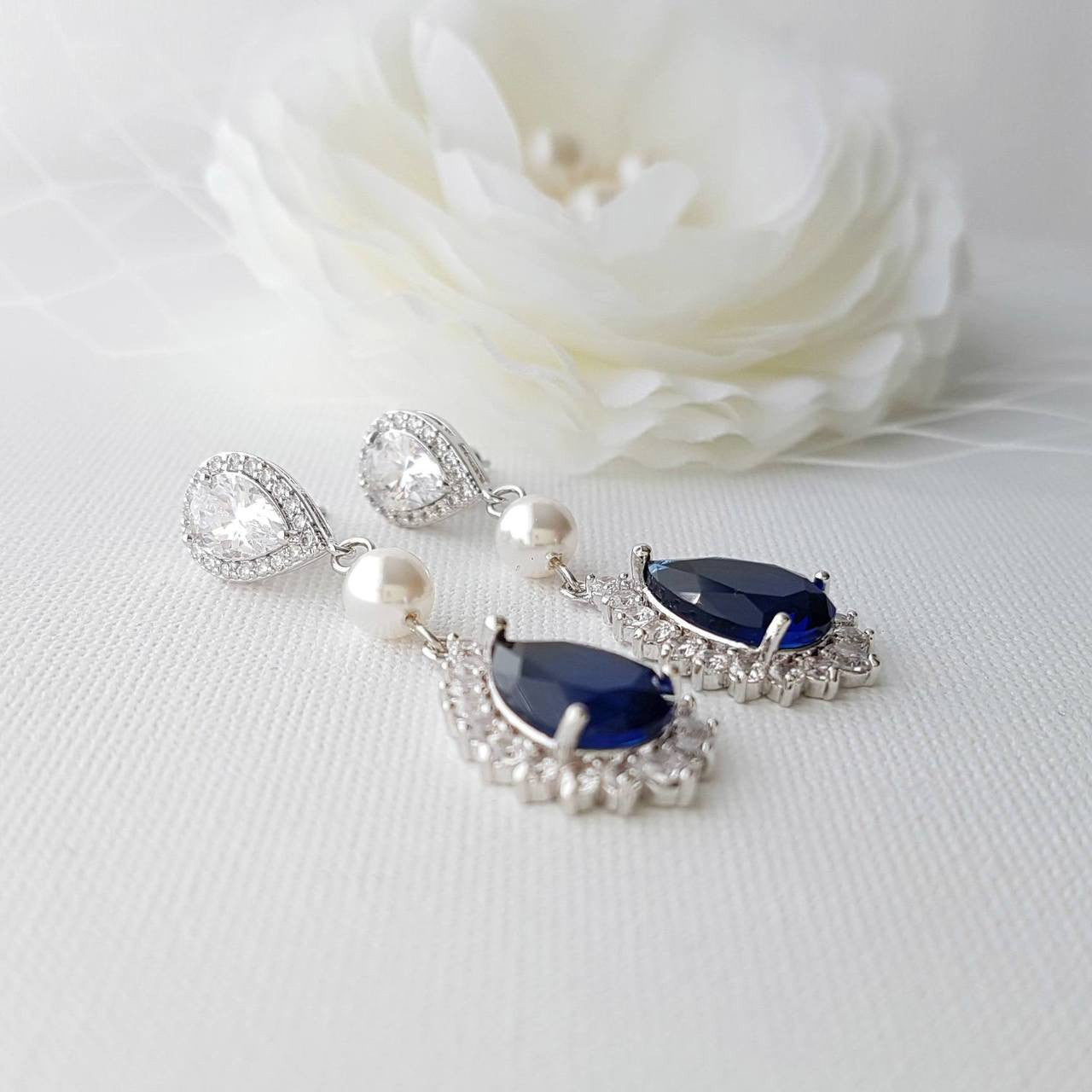 Blue Drop Earrings-Aoi