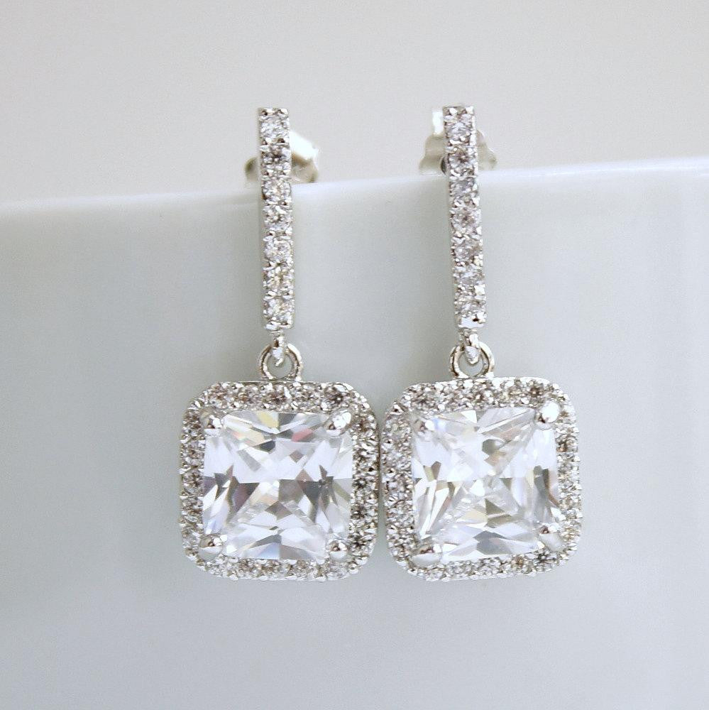 Small Square Drop Earrings-Louise