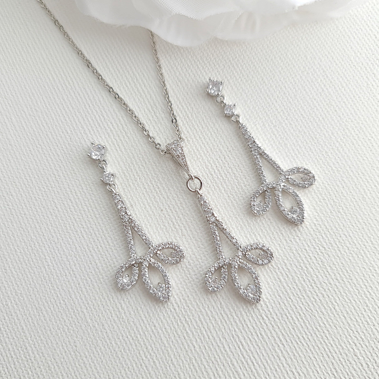 Modern Bridal Jewellery Set Earrings & Necklace-Allison