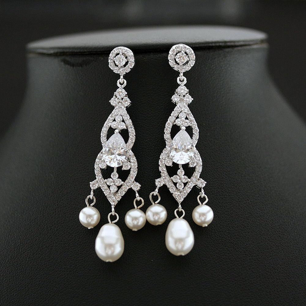 Elegant Bridal Chandelier Earrings-Laura