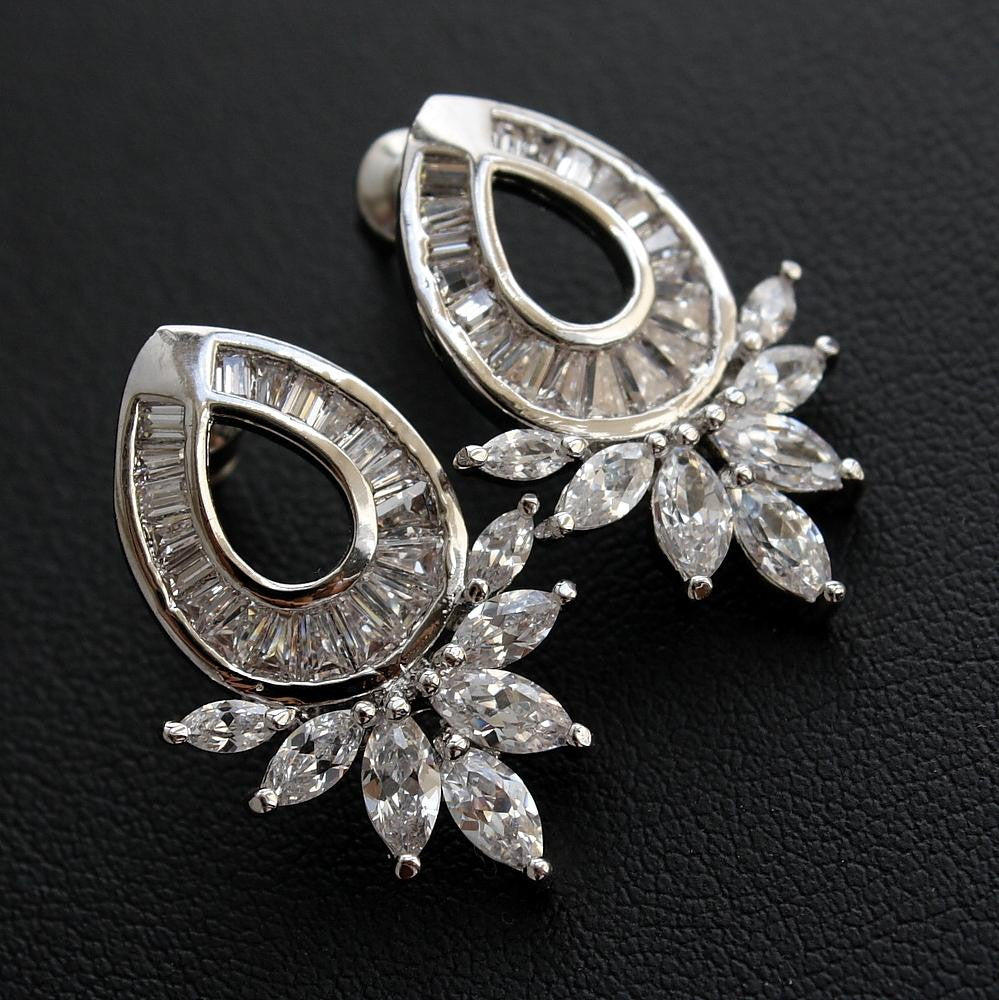 Cubic Zirconia Oval Stud Earrings