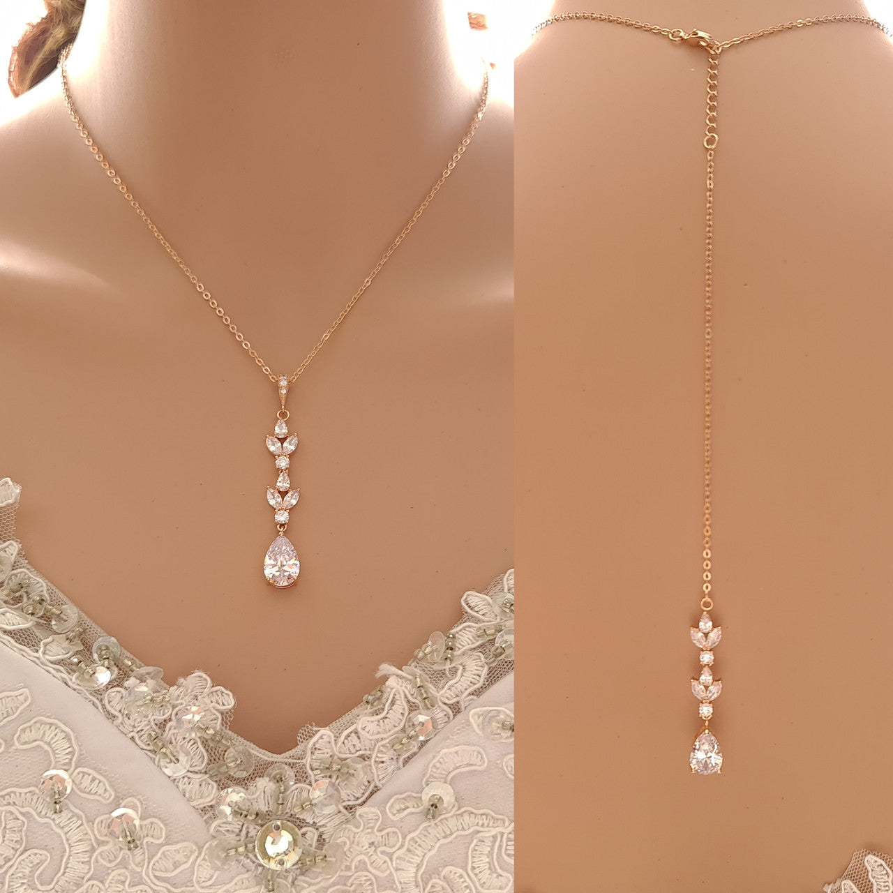 Simple Rose Gold Wedding Jewellery Set for The Bride-Anya