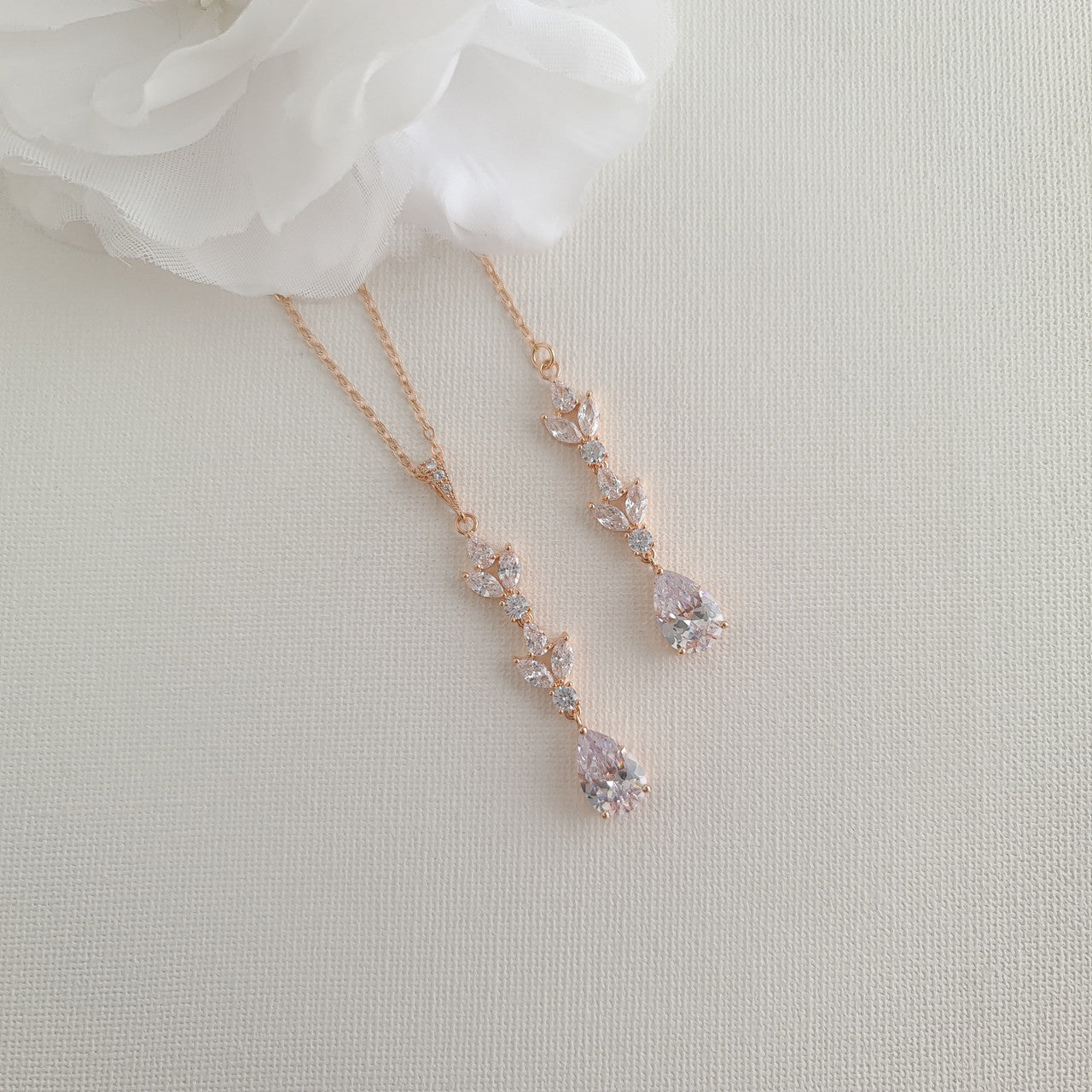 Simple Rose Gold Wedding Jewellery Set for The Bride-Anya