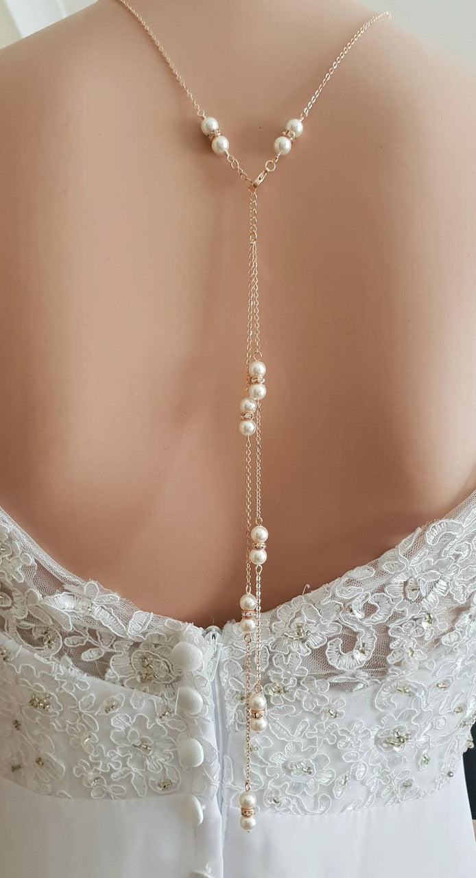 Pearl Backdrop Wedding Necklace-Ava