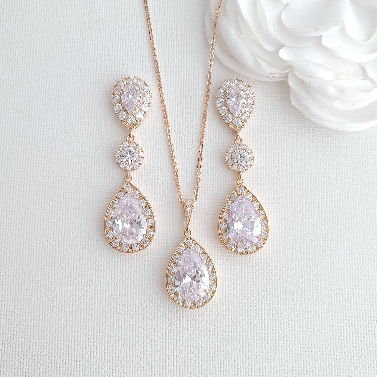 Rose Gold Wedding Jewelry Set for Brides- Penelope