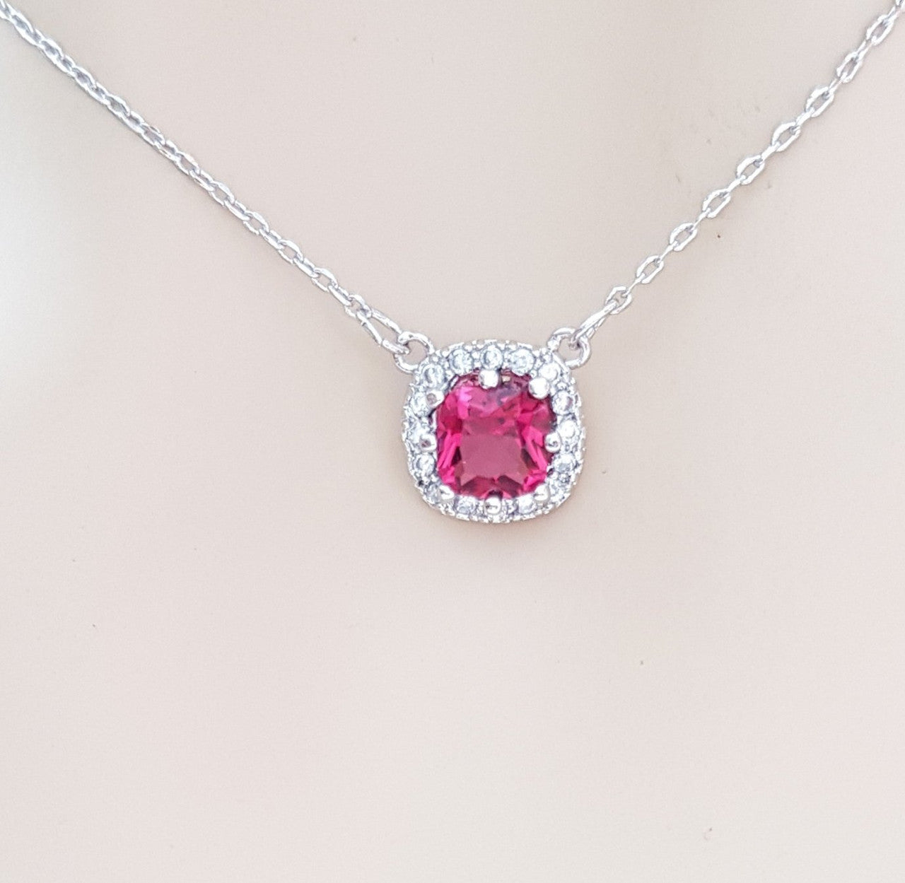 Red CZ Crystal Necklace-Azure Red