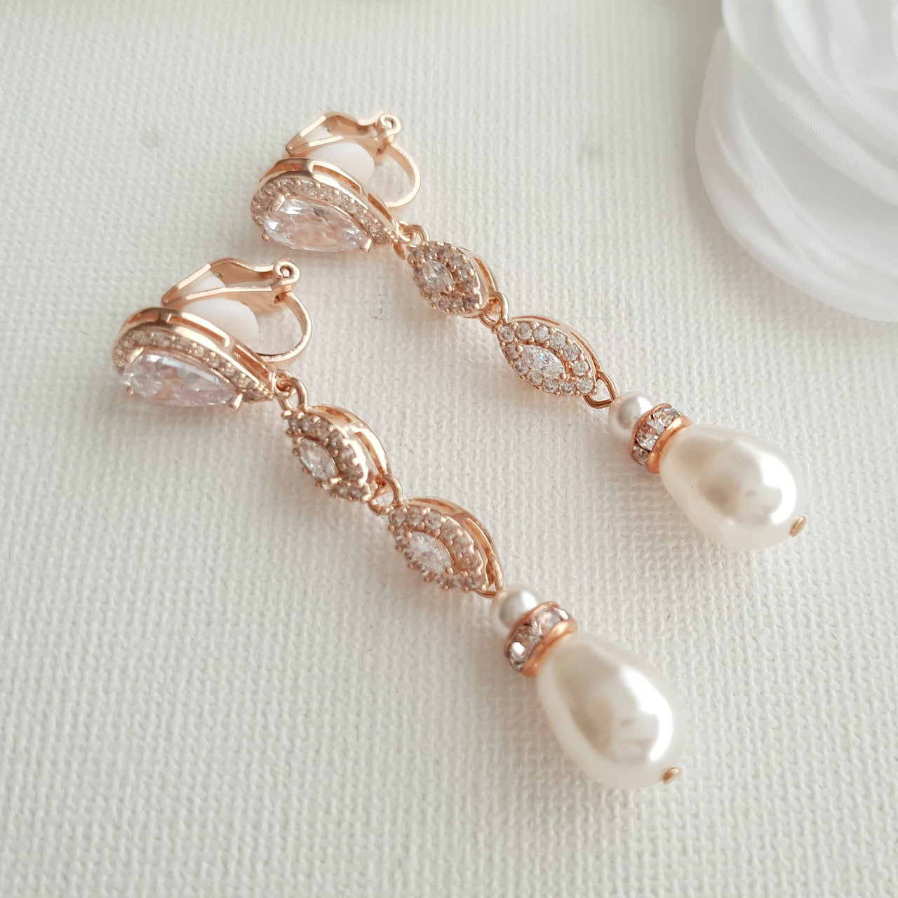 Clip On Earrings in Rose Gold-Abby