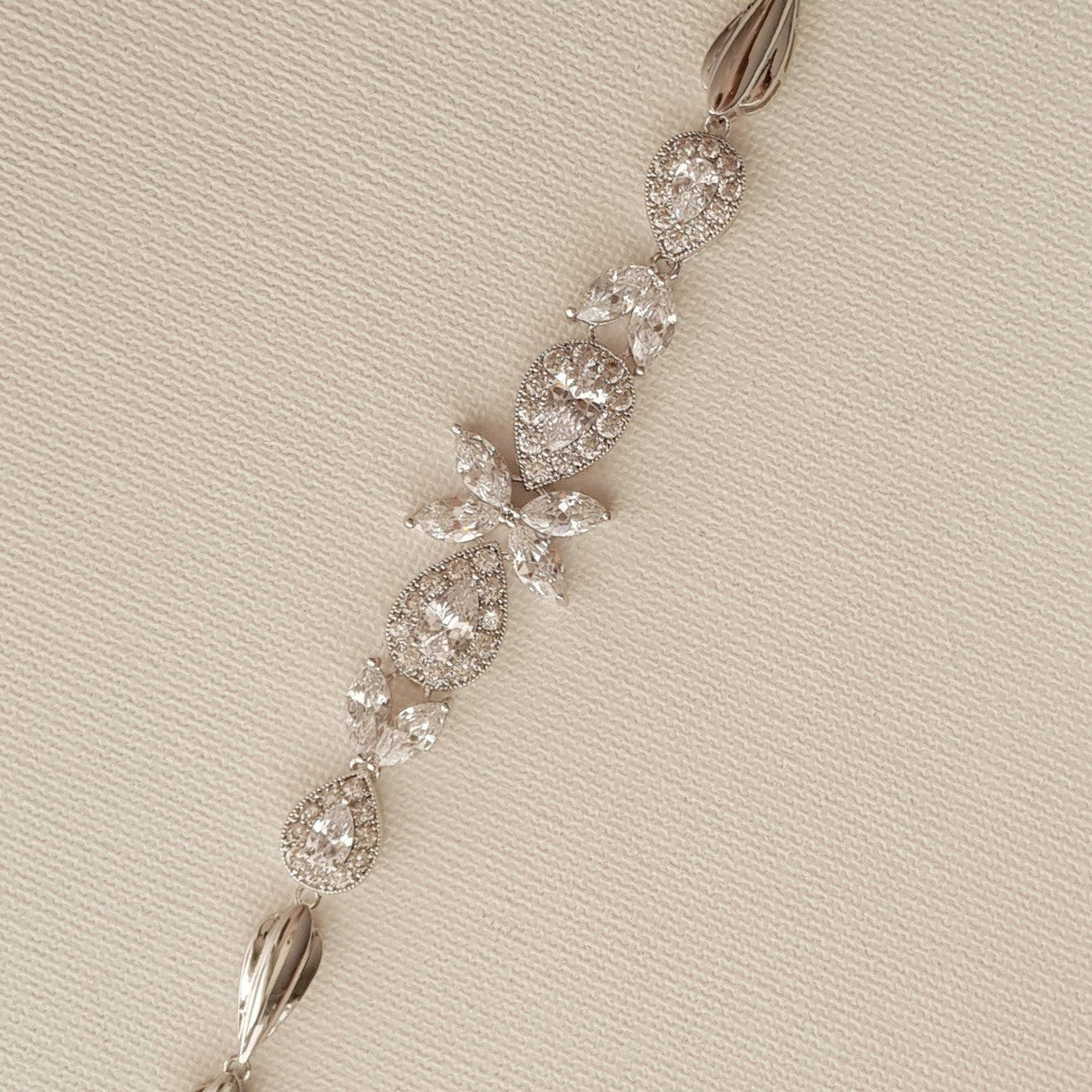 Flower & Teardrop Bridal Bracelet-Anemone