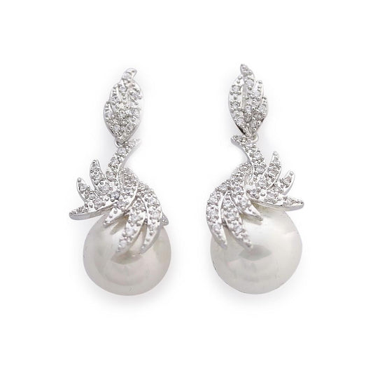 White Faux Pearls Earrings
