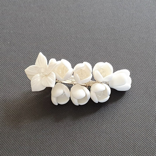 White Flower Wedding Hair Clip-Lilac