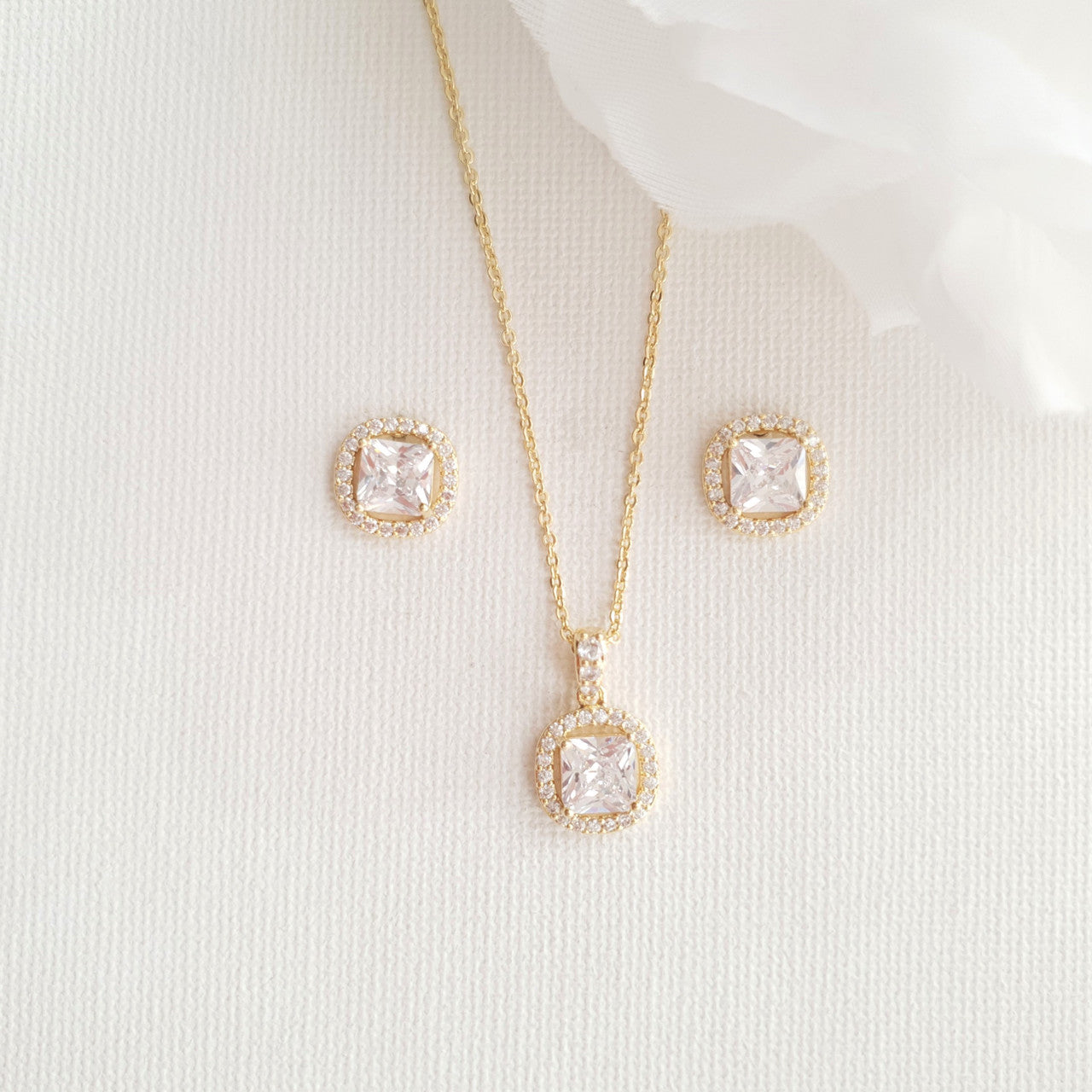 Wedding Jewellery Set for Bridesmaid in Rose Gold-Piper
