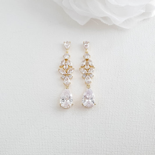 Elegant Earrings in Gold for Brides-Anne