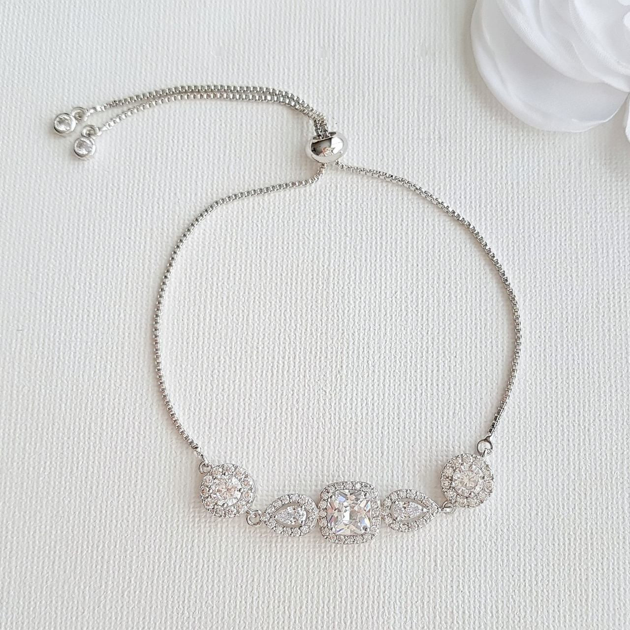 Wedding Gold & Crystal Bracelet- Gianna