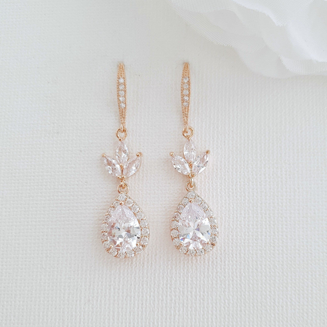 Silver Hook Earrings for Weddings & Brides- Lotus