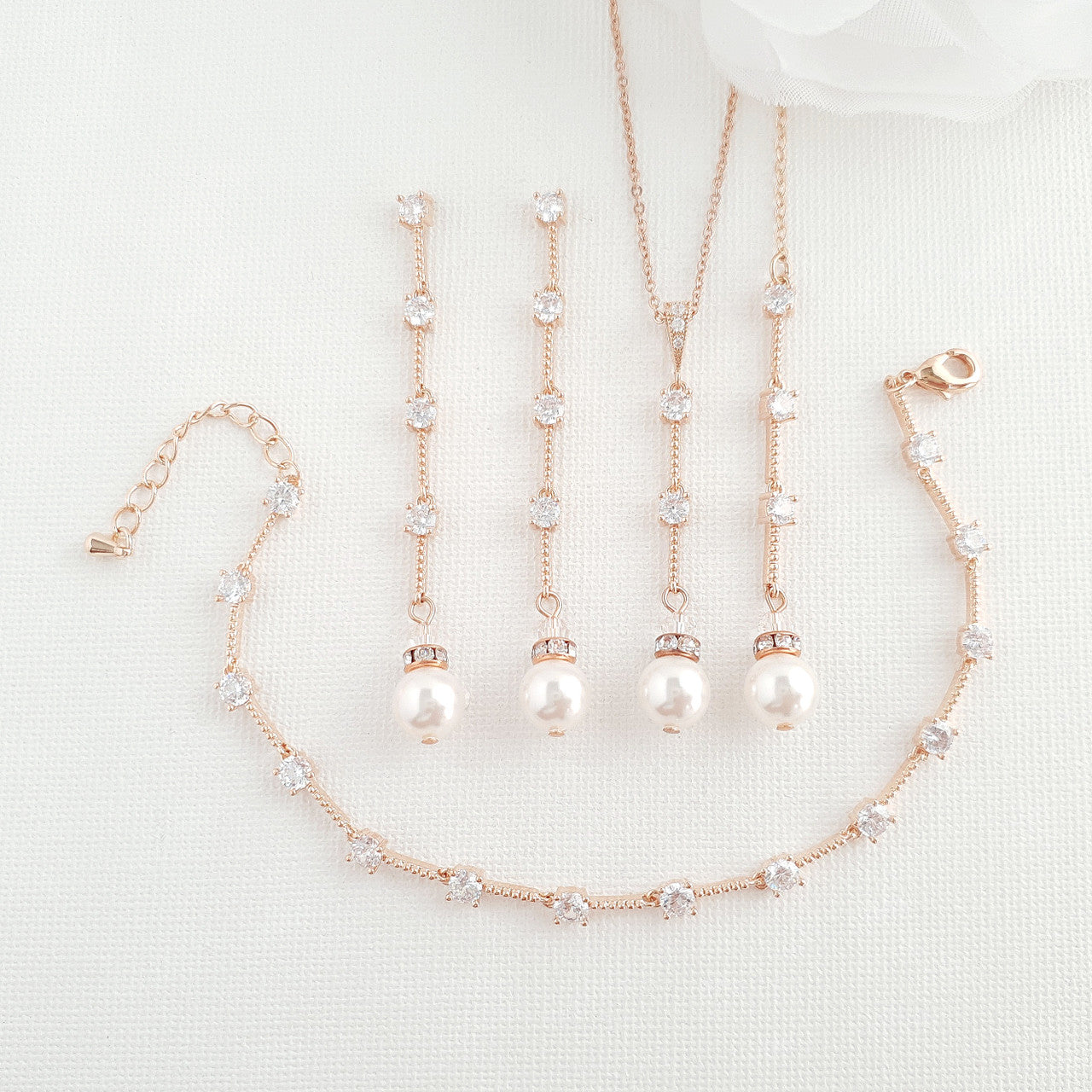 Minimal Pearl Jewellery Set for Weddings-Ginger