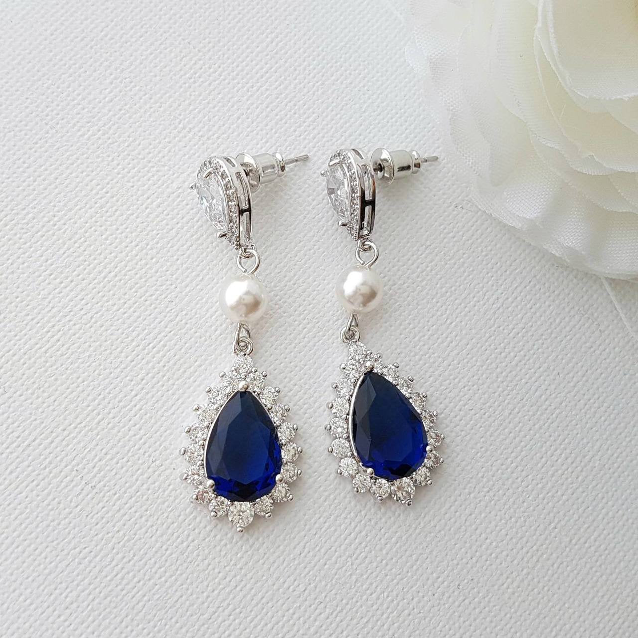 Blue Drop Earrings-Aoi