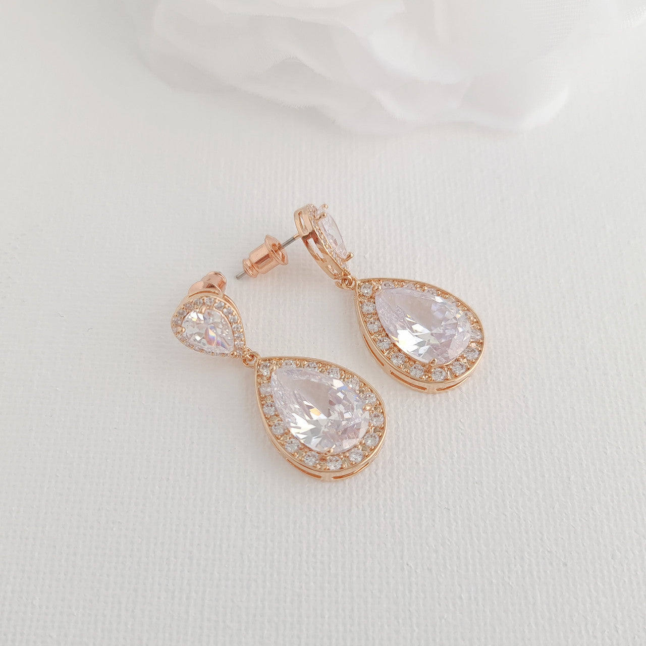 Wedding Earrings in Crystal Teardrops for Brides- Evelyn