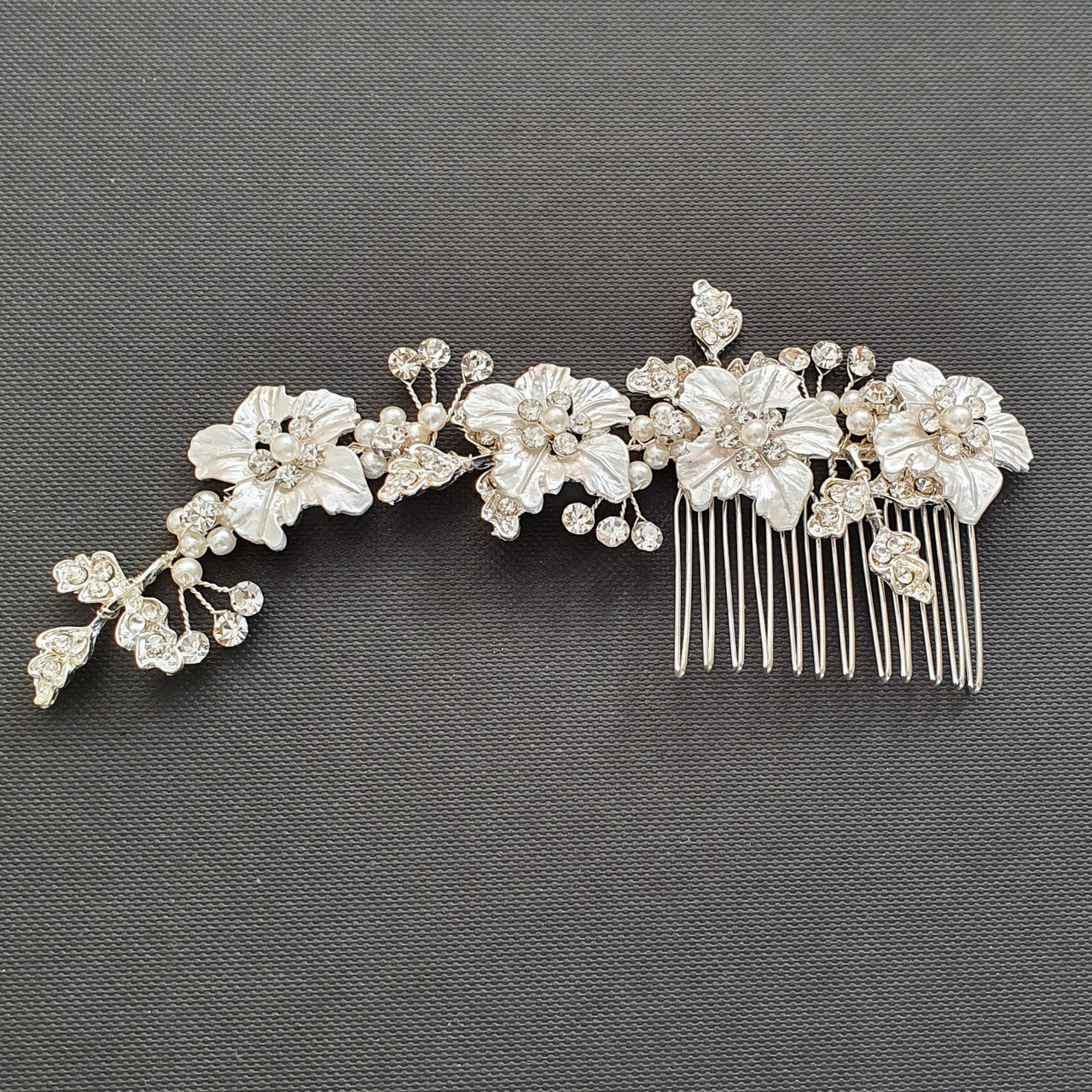 Rose Gold Hair Comb for Brides with Leaf and Flower-Gardenia