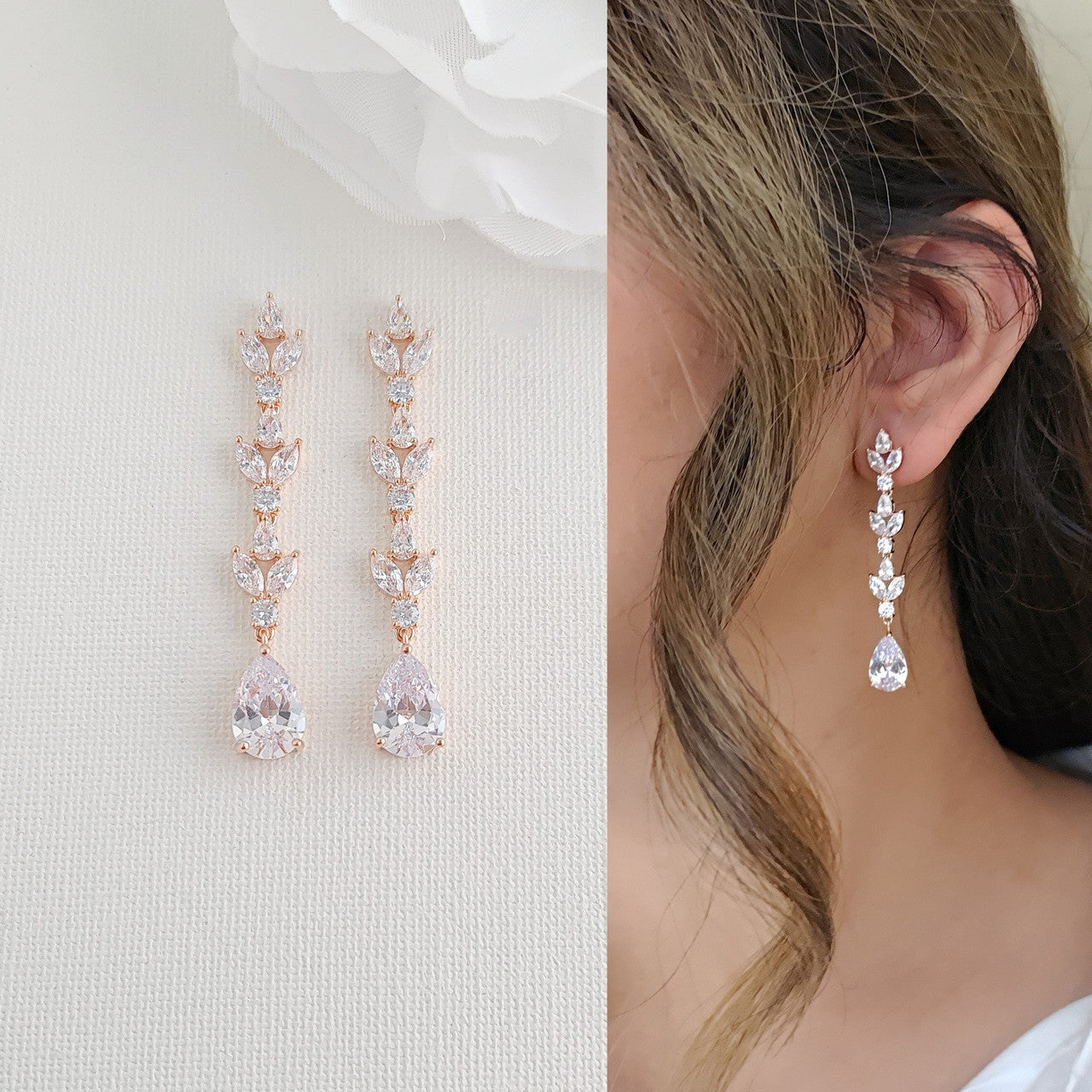 Simple Rose Gold Wedding Jewellery Set for The Bride-Anya