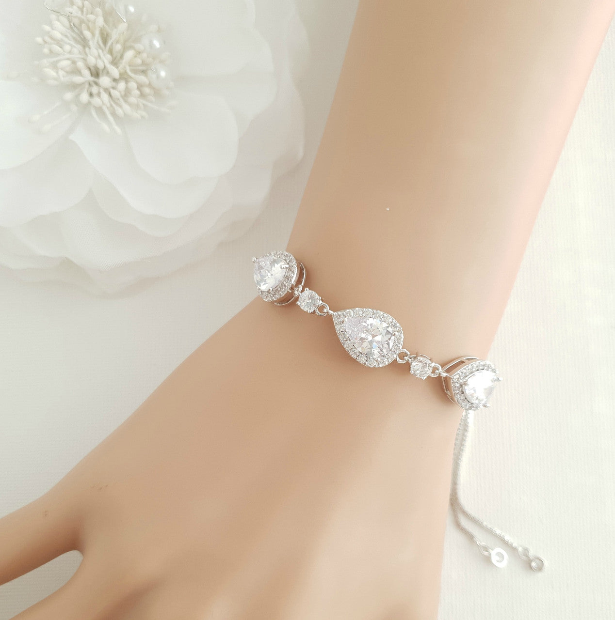 Rose Gold Bridesmaids Bracelet in Cubic Zirconia- Emma