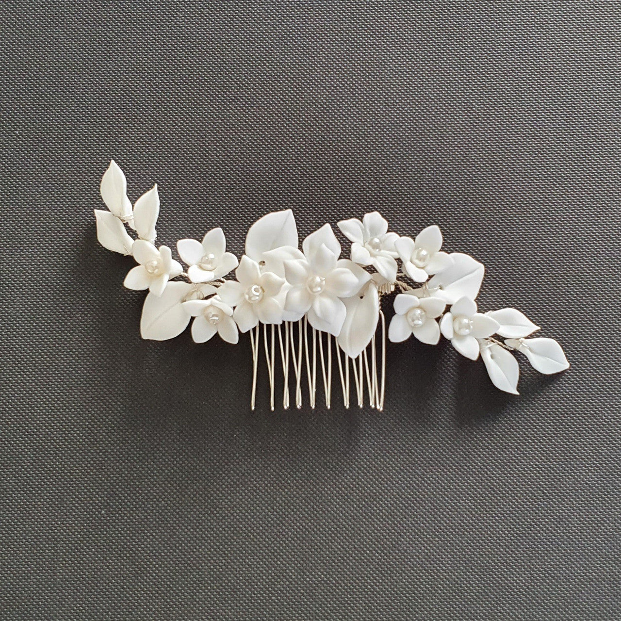 Floral Hair Comb For Brides in Rose Gold- Snow Drops